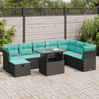 9-piece Lounge Set with Cushions Poly Rattan Acacia Black