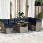 Loungeset 9-delig poly rattan grijs