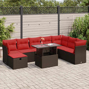 Loungeset 9-delig poly rattan bruin