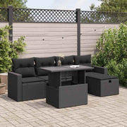 Loungeset 6-delig poly rattan zwart