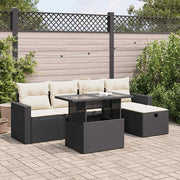 Loungeset 6-delig poly rattan zwart