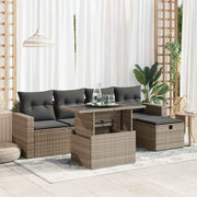 Loungeset 6-delig poly rattan grijs