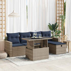 6-piece Lounge Set with Cushions Poly Rattan Grey