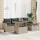 6-piece Lounge Set with cushions poly rattan light grey