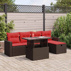 Loungeset 6-delig poly rattan acacia bruin