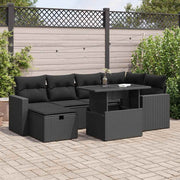 Loungeset 7-delig poly rattan zwart