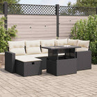 7-piece lounge set with cushions poly rattan black