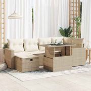 Loungeset 7-delig poly rattan beige