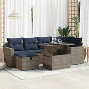 Loungeset 7-delig poly rattan acacia grijs