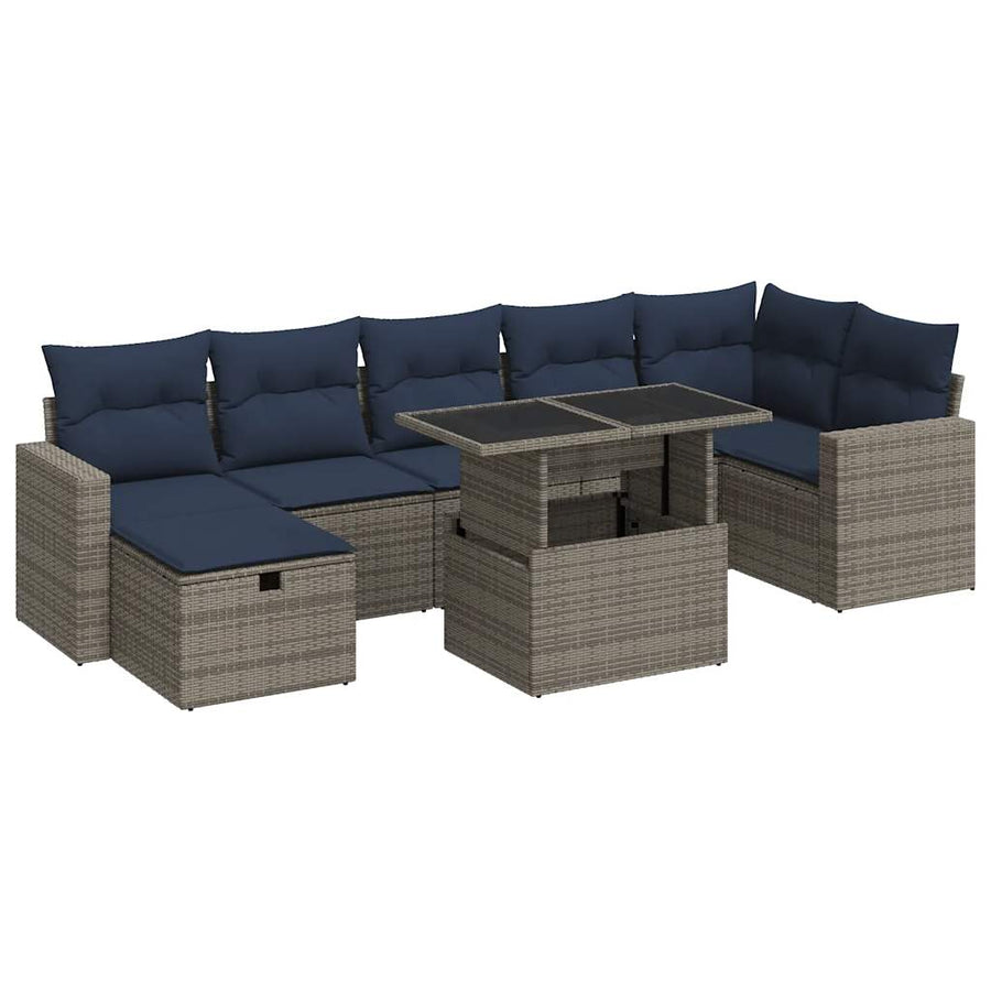 8-delige Loungeset met kussens poly rattan acacia bruin