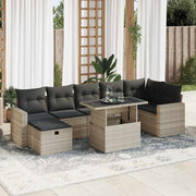 Loungeset 8-delig poly rattan lichtgrijs