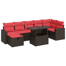 8-delige Loungeset met kussens poly rattan acacia zwart