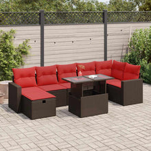 8-delige Loungeset met kussens poly rattan acacia zwart
