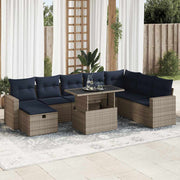 Loungeset 9-delig poly rattan grijs