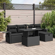 Loungeset 6-delig poly rattan zwart