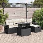 6-piece Lounge Set with Cushions Poly Rattan Black