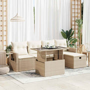 Loungeset 6-delig poly rattan beige