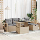 Loungeset 6-delig poly rattan beige