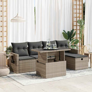Loungeset 6-delig poly rattan grijs