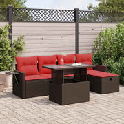 Loungeset 6-delig poly rattan bruin