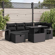 Loungeset 7-delig poly rattan zwart