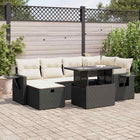 7-piece lounge set with cushions poly rattan black