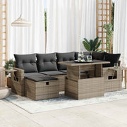 Loungeset 7-delig poly rattan grijs