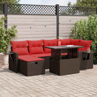 Loungeset 7-delig poly rattan acacia bruin
