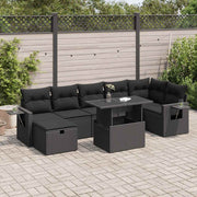 Loungeset 8-delig poly rattan zwart