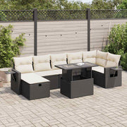 Loungeset 8-delig poly rattan zwart