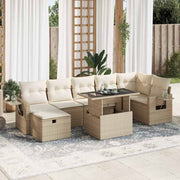 Loungeset poly rattan 8-delig beige