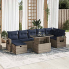 8-piece Lounge Set with Cushions Poly Rattan Grey