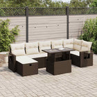 8-delige Loungeset met kussens poly rattan bruin