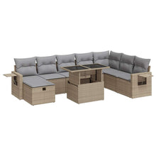 9-delige Loungeset met kussens poly rattan beige