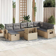 Loungeset 9-delig poly rattan beige