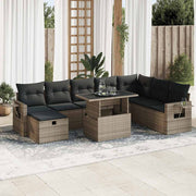 Loungeset 9-delig poly rattan grijs