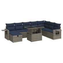 9-delige Loungeset met kussens poly rattan acacia bruin