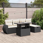 6-piece Lounge Set with Cushions Poly Rattan Black