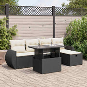Loungeset 6-delig poly rattan zwart