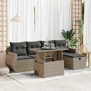 Loungeset 6-delig poly rattan grijs