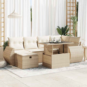 Loungeset 7-delig poly rattan beige