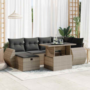 Loungeset 7-delig poly rattan grijs