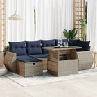 Loungeset 7-delig poly rattan acacia grijs