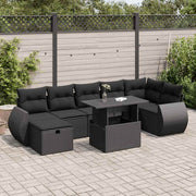 Loungeset poly rattan 8-delig zwart