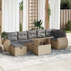 8-delige Loungeset met kussens poly rattan beige