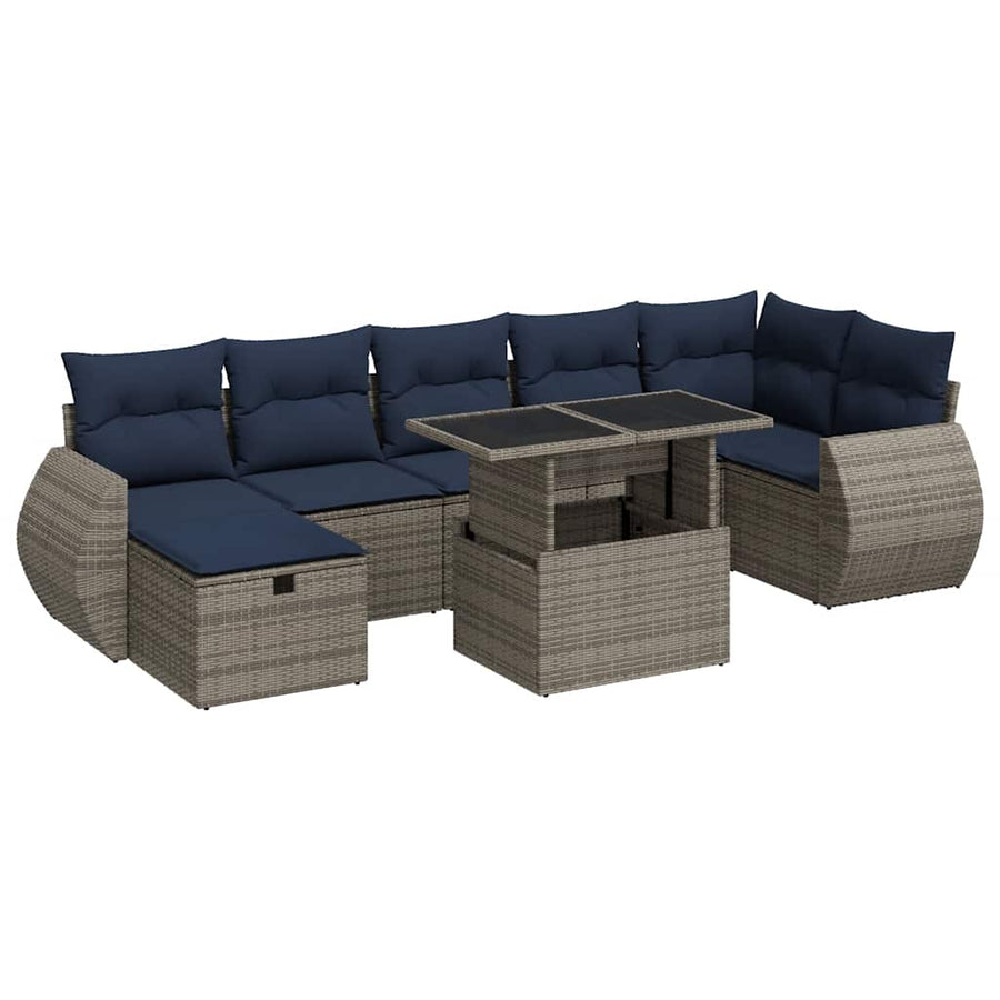 8-delige Loungeset met kussens poly rattan acacia bruin