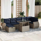 8-piece Lounge Set with Cushions Poly Rattan Acacia Grey