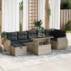 8-delige Loungeset met kussens poly rattan lichtgrijs