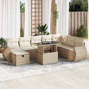 Loungeset poly rattan 9-delig beige
