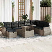 Loungeset 9-delig poly rattan grijs